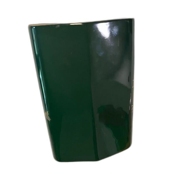 Vtg Toyo Jade Kiku Vase Green Diamond Shape Japanese Asian Art Floral Painted - Picture 3 of 4